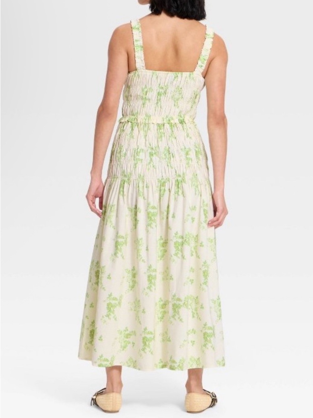 Women's Smocked Maxi A-Line Dress - Universal Thread™ Green Floral XS